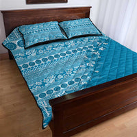 Fiji Marau na Kerisimasi Quilt Bed Set Aqua Tagimoucia Tapa Masi Tribal - Polynesian Pride