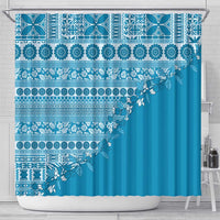 Fiji Marau na Kerisimasi Shower Curtain Aqua Tagimoucia Tapa Masi Tribal - Polynesian Pride