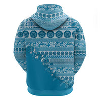 Fiji Marau na Kerisimasi Zip Hoodie Aqua Tagimoucia Tapa Masi Tribal - Polynesian Pride