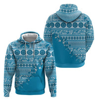 Fiji Marau na Kerisimasi Zip Hoodie Aqua Tagimoucia Tapa Masi Tribal - Polynesian Pride