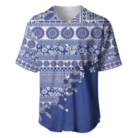 Fiji Marau na Kerisimasi Baseball Jersey Blue Tagimoucia Tapa Masi Tribal LT9 Blue - Polynesian Pride