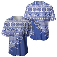 Fiji Marau na Kerisimasi Baseball Jersey Blue Tagimoucia Tapa Masi Tribal LT9 - Polynesian Pride