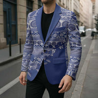 Fiji Marau na Kerisimasi Blazer Blue Tagimoucia Tapa Masi Tribal - Polynesian Pride