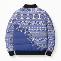Fiji Marau na Kerisimasi Bomber Puffer Jacket Blue Tagimoucia Tapa Masi Tribal - Polynesian Pride