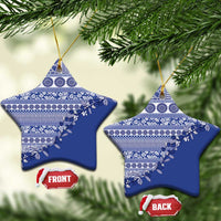 Fiji Marau na Kerisimasi Ceramic Ornament Blue Tagimoucia Tapa Masi Tribal - Polynesian Pride