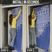 Fiji Marau na Kerisimasi Door Cover Blue Tagimoucia Tapa Masi Tribal - Polynesian Pride