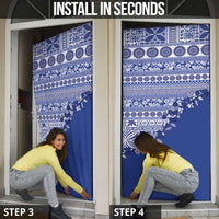 Fiji Marau na Kerisimasi Door Cover Blue Tagimoucia Tapa Masi Tribal - Polynesian Pride