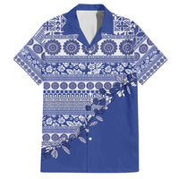 Fiji Marau na Kerisimasi Family Matching Long Sleeve Bodycon Dress and Hawaiian Shirt Blue Tagimoucia Tapa Masi Tribal LT9 Dad's Shirt - Short Sleeve Blue - Polynesian Pride