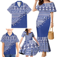 Fiji Marau na Kerisimasi Family Matching Mermaid Dress and Hawaiian Shirt Blue Tagimoucia Tapa Masi Tribal LT9 - Polynesian Pride