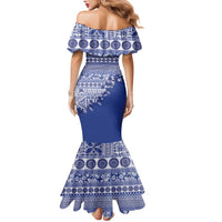 Fiji Marau na Kerisimasi Family Matching Mermaid Dress and Hawaiian Shirt Blue Tagimoucia Tapa Masi Tribal LT9 - Polynesian Pride