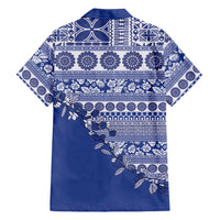Fiji Marau na Kerisimasi Family Matching Off The Shoulder Long Sleeve Dress and Hawaiian Shirt Blue Tagimoucia Tapa Masi Tribal LT9 - Polynesian Pride