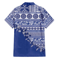 Fiji Marau na Kerisimasi Family Matching Off Shoulder Maxi Dress and Hawaiian Shirt Blue Tagimoucia Tapa Masi Tribal LT9 - Polynesian Pride