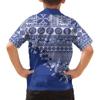 Fiji Marau na Kerisimasi Family Matching Puletasi and Hawaiian Shirt Blue Tagimoucia Tapa Masi Tribal LT9 - Polynesian Pride