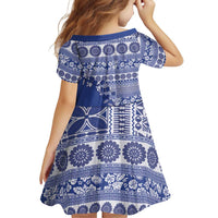 Fiji Marau na Kerisimasi Family Matching Tank Maxi Dress and Hawaiian Shirt Blue Tagimoucia Tapa Masi Tribal LT9 - Polynesian Pride