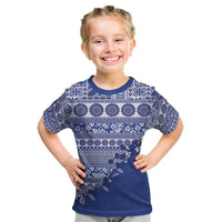 Fiji Marau na Kerisimasi Kid T Shirt Blue Tagimoucia Tapa Masi Tribal LT9 Blue - Polynesian Pride