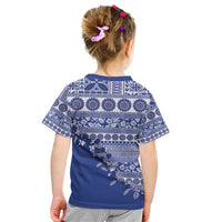 Fiji Marau na Kerisimasi Kid T Shirt Blue Tagimoucia Tapa Masi Tribal - Polynesian Pride
