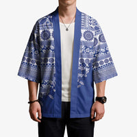 Fiji Marau na Kerisimasi Kimono Blue Tagimoucia Tapa Masi Tribal - Polynesian Pride