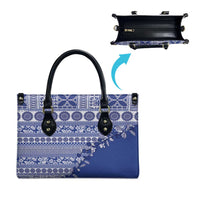 Fiji Marau na Kerisimasi Leather Bag Blue Tagimoucia Tapa Masi Tribal - Polynesian Pride