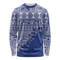 Fiji Marau na Kerisimasi Long Sleeve Shirt Blue Tagimoucia Tapa Masi Tribal - Polynesian Pride