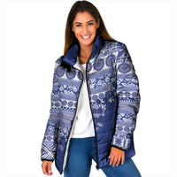 Fiji Marau na Kerisimasi Padded Jacket Blue Tagimoucia Tapa Masi Tribal - Polynesian Pride