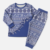 Fiji Marau na Kerisimasi Christmas Pajama Set Blue Tagimoucia Tapa Masi Tribal - Polynesian Pride