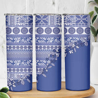 Fiji Marau na Kerisimasi Skinny Tumbler Blue Tagimoucia Tapa Masi Tribal - Polynesian Pride