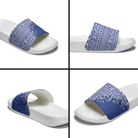 Fiji Marau na Kerisimasi Slide Sandals Blue Tagimoucia Tapa Masi Tribal - Polynesian Pride