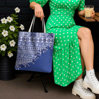 Fiji Marau na Kerisimasi Tote Bag Blue Tagimoucia Tapa Masi Tribal - Polynesian Pride