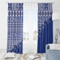 Fiji Marau na Kerisimasi Window Curtain Blue Tagimoucia Tapa Masi Tribal - Polynesian Pride