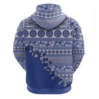 Fiji Marau na Kerisimasi Zip Hoodie Blue Tagimoucia Tapa Masi Tribal - Polynesian Pride
