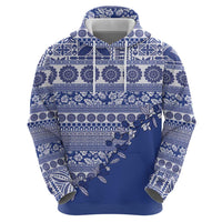 Fiji Marau na Kerisimasi Zip Hoodie Blue Tagimoucia Tapa Masi Tribal - Polynesian Pride