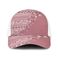 Fiji Marau na Kerisimasi Baseball Net Cap Dusty Rose Tagimoucia Tapa Masi Tribal LT9 One Size White Pink - Polynesian Pride