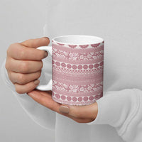 Fiji Marau na Kerisimasi Ceramic Mug Dusty Rose Tagimoucia Tapa Masi Tribal - Polynesian Pride