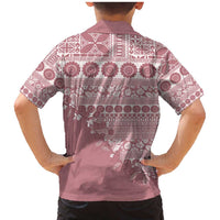 Fiji Marau na Kerisimasi Family Matching Mermaid Dress and Hawaiian Shirt Dusty Rose Tagimoucia Tapa Masi Tribal - Polynesian Pride