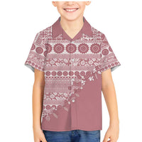 Fiji Marau na Kerisimasi Family Matching Mermaid Dress and Hawaiian Shirt Dusty Rose Tagimoucia Tapa Masi Tribal - Polynesian Pride