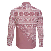 Fiji Marau na Kerisimasi Family Matching Off Shoulder Short Dress and Hawaiian Shirt Dusty Rose Tagimoucia Tapa Masi Tribal - Polynesian Pride