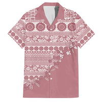 Fiji Marau na Kerisimasi Family Matching Summer Maxi Dress and Hawaiian Shirt Dusty Rose Tagimoucia Tapa Masi Tribal LT9 Dad's Shirt - Short Sleeve Pink - Polynesian Pride