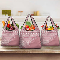 Fiji Marau na Kerisimasi Grocery Bag Dusty Rose Tagimoucia Tapa Masi Tribal - Polynesian Pride