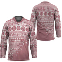 Fiji Marau na Kerisimasi Hockey Jersey Dusty Rose Tagimoucia Tapa Masi Tribal - Polynesian Pride