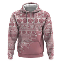 Fiji Marau na Kerisimasi Hoodie Dusty Rose Tagimoucia Tapa Masi Tribal - Polynesian Pride