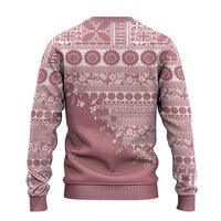 Fiji Marau na Kerisimasi Ugly Christmas Sweater Dusty Rose Tagimoucia Tapa Masi Tribal - Polynesian Pride
