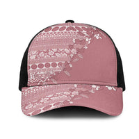 Fiji Marau na Kerisimasi Mesh Trucker Cap Dusty Rose Tagimoucia Tapa Masi Tribal LT9 One Size Black Pink - Polynesian Pride
