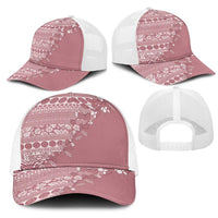 Fiji Marau na Kerisimasi Mesh Trucker Cap Dusty Rose Tagimoucia Tapa Masi Tribal LT9 - Polynesian Pride