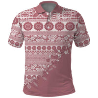 Fiji Marau na Kerisimasi Polo Shirt Dusty Rose Tagimoucia Tapa Masi Tribal LT9 Pink - Polynesian Pride