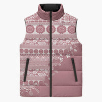 Fiji Marau na Kerisimasi Sleeveless Puffer Jacket Dusty Rose Tagimoucia Tapa Masi Tribal - Polynesian Pride