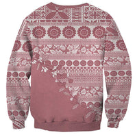 Fiji Marau na Kerisimasi Sweatshirt Dusty Rose Tagimoucia Tapa Masi Tribal LT9 - Polynesian Pride