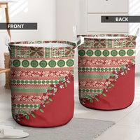 Fiji Marau na Kerisimasi Laundry Basket Red Tagimoucia Tapa Masi Tribal - Polynesian Pride