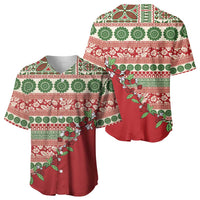 Fiji Marau na Kerisimasi Baseball Jersey Red Tagimoucia Tapa Masi Tribal LT9 - Polynesian Pride