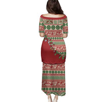 Fiji Marau na Kerisimasi Family Matching Puletasi and Hawaiian Shirt Red Tagimoucia Tapa Masi Tribal - Polynesian Pride