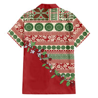 Fiji Marau na Kerisimasi Family Matching Short Sleeve Bodycon Dress and Hawaiian Shirt Red Tagimoucia Tapa Masi Tribal LT9 - Polynesian Pride